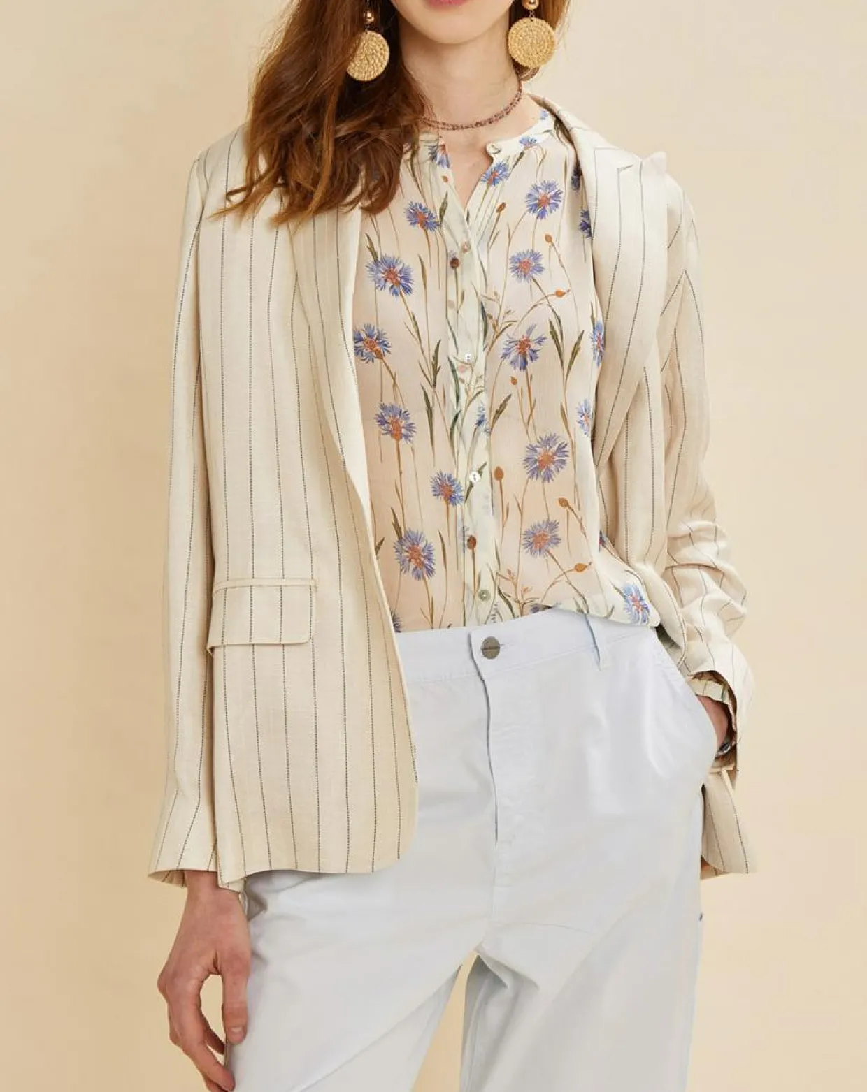 Femme Chloé Stora Vestes, Blousons^Veste en Lin mélangé Valerio écrue