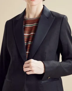 Veste en Lin mélangé Victoire noire-Chloé Stora Outlet