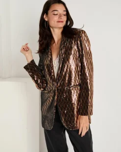 Femme See u Soon Vestes, Blousons^Veste en sequins Louna café