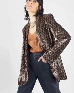 Femme See u Soon Vestes, Blousons^Veste en sequins Louna café
