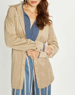 Veste en Suédine Lou sable-Lauren Vidal Outlet