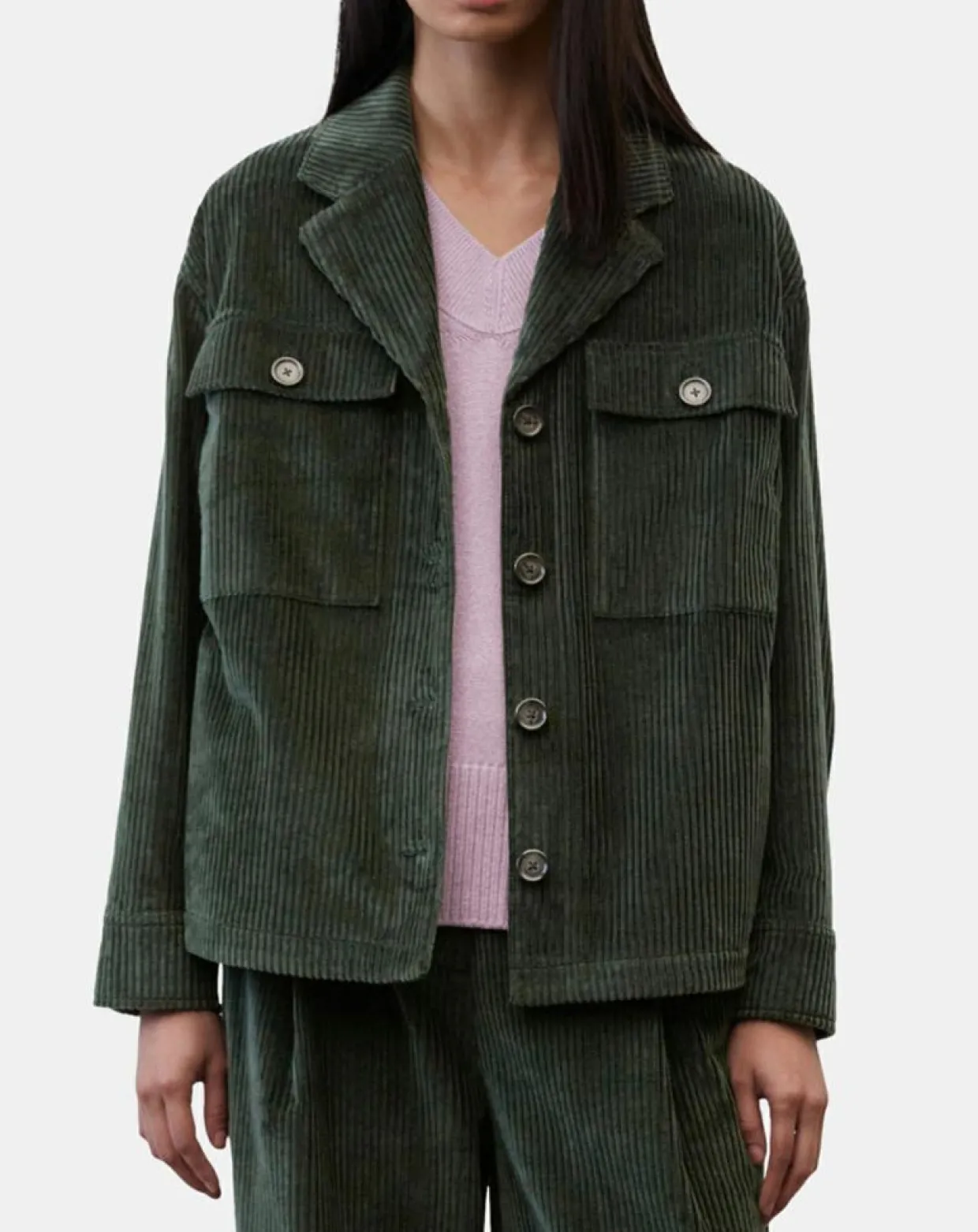 Veste en Velours côtelé 100% Coton Bio vert foncé-Marc O'Polo Discount