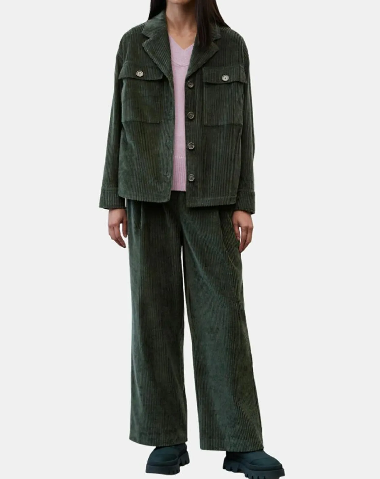 Veste en Velours côtelé 100% Coton Bio vert foncé-Marc O'Polo Discount