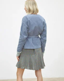Veste en Velours côtelé Lola bleu violet-Caroll New