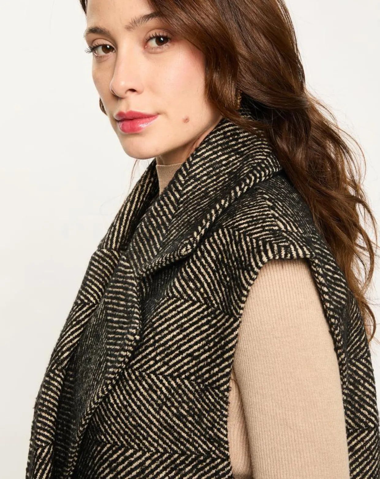 Veste longue sans manches en Laine mélangée Elsa noire-Lauren Vidal Hot