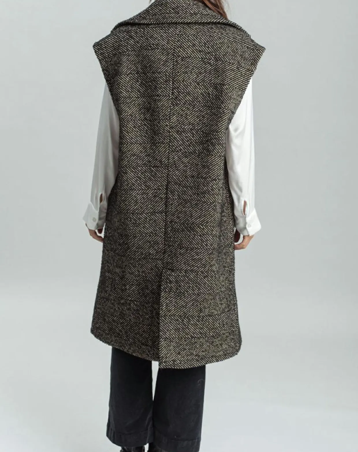 Veste longue sans manches en Laine mélangée Elsa noire-Lauren Vidal Hot