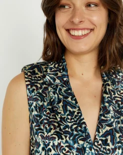 Femme Lauren Vidal Vestes, Blousons^Veste Lou imprimée bleu/crème