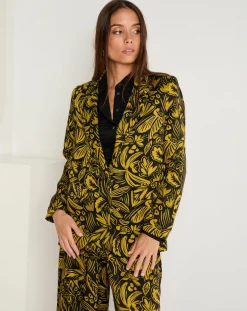 Veste Louise satinée imprimée jaune-See u Soon Clearance