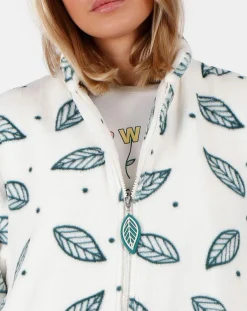 Femme Mr Wonderful Lingerie, Nuit^Veste polaire Flowers blanc/vert