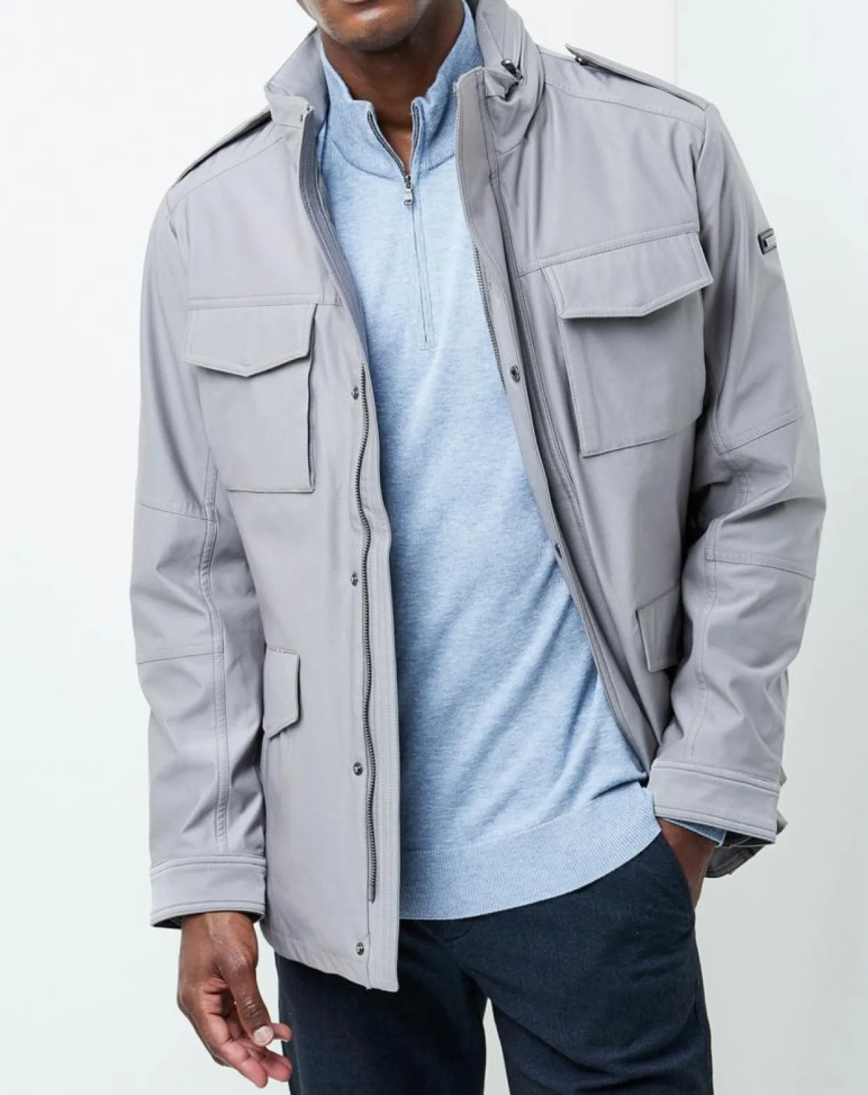 Veste Saharienne imperméable gris clair-Hackett London Clearance