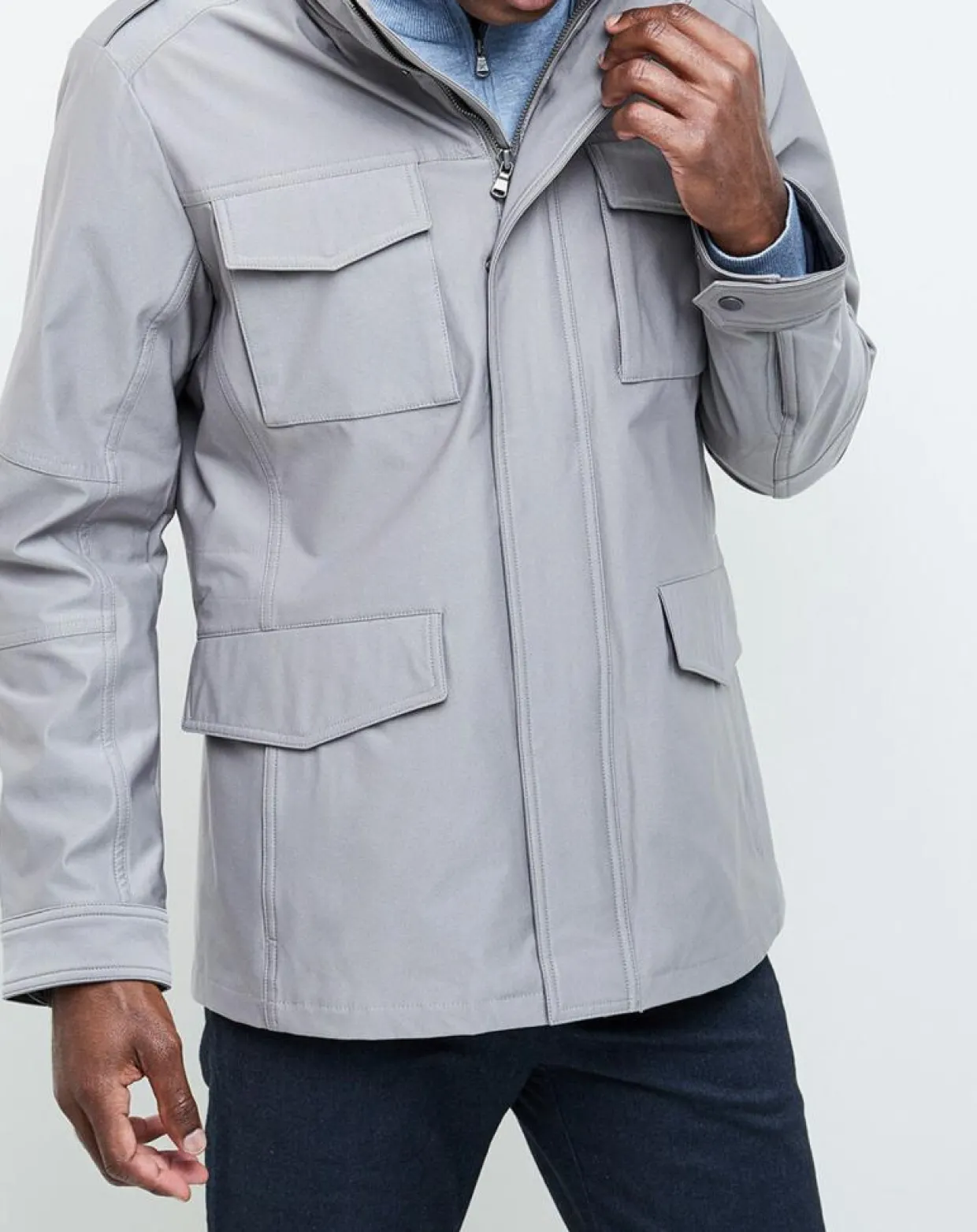 Veste Saharienne imperméable gris clair-Hackett London Clearance