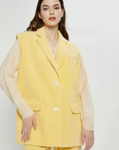 Veste sans manches en éponge Terry Cloth jaune-Nina ricci