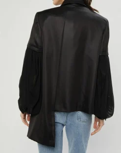 Veste satinée bimatière noire-Comme des Garçons Discount