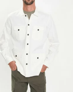 Veste Surchemise en Lin mélangé blanche-Hackett London Online