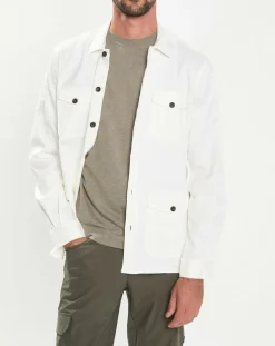 Veste Surchemise en Lin mélangé blanche-Hackett London Online