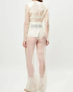 Femme La Perla Lingerie, Nuit^Veste transparente à épaulettes Esprit d'Atelier en Soie écrue