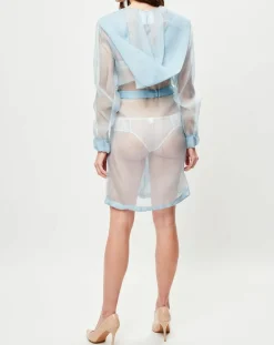 Veste transparente Esprit d'Atelier 100% Soie bleue-La Perla Outlet