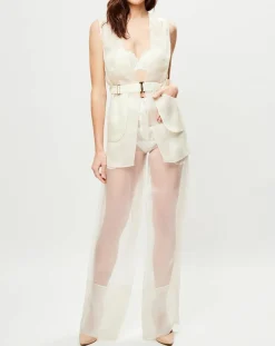 Femme La Perla Vestes, Blousons^Veste transparente sans manches Esprit d'Atelier en Soie écrue