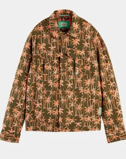 Homme Scotch & Soda Vestes, Blousons^Veste Trucker imprimée kaki/orange