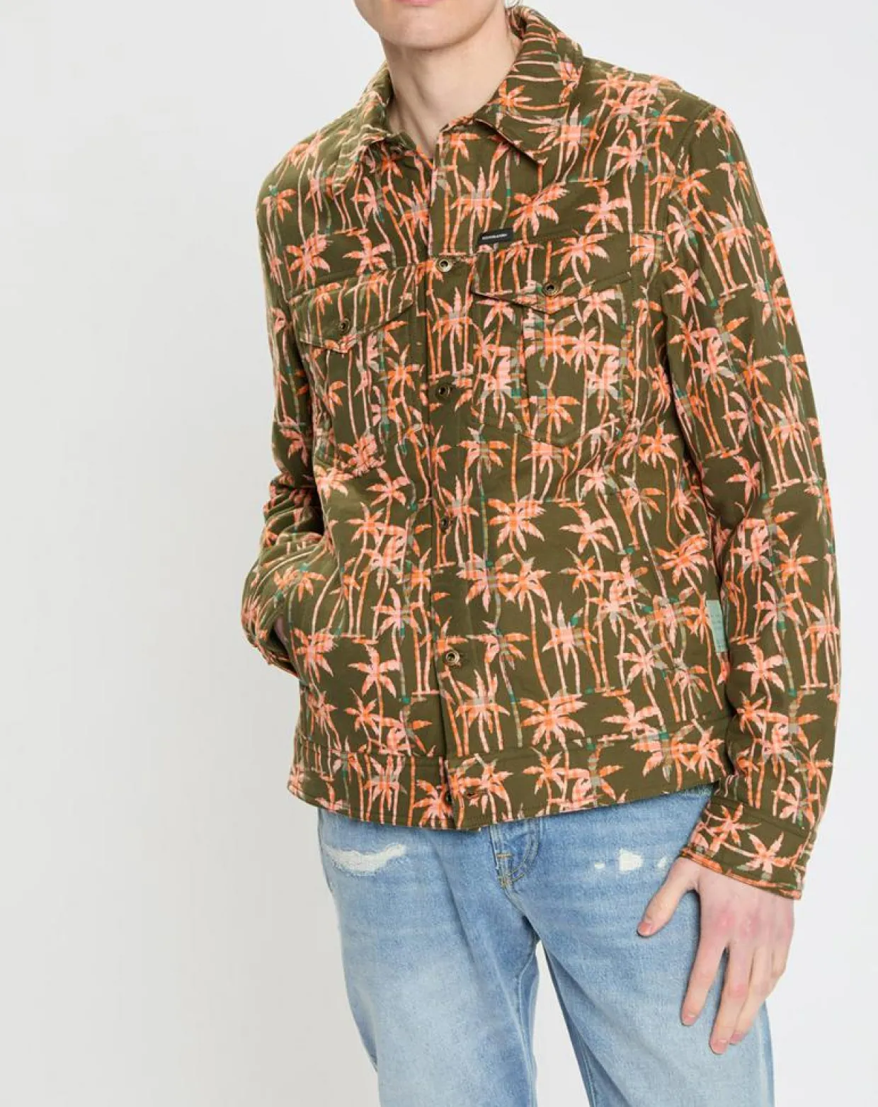 Homme Scotch & Soda Vestes, Blousons^Veste Trucker imprimée kaki/orange