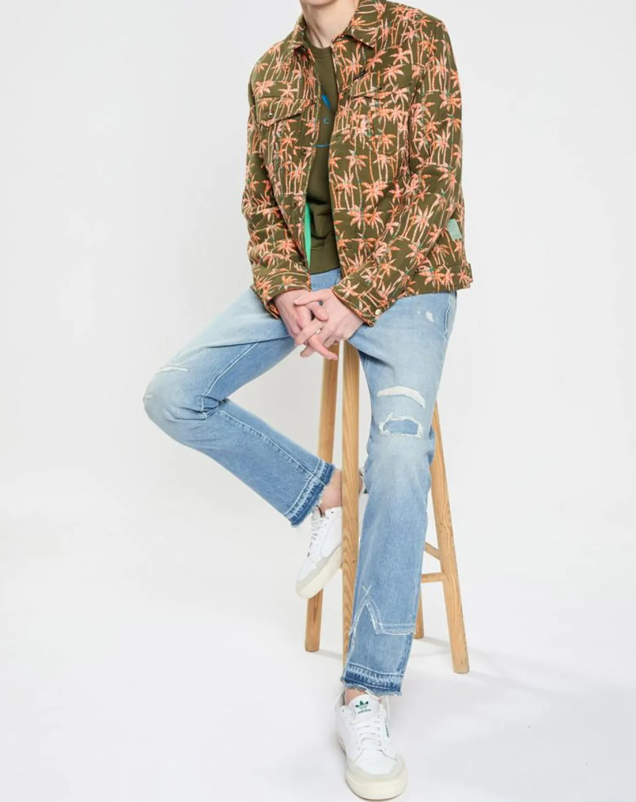 Homme Scotch & Soda Vestes, Blousons^Veste Trucker imprimée kaki/orange