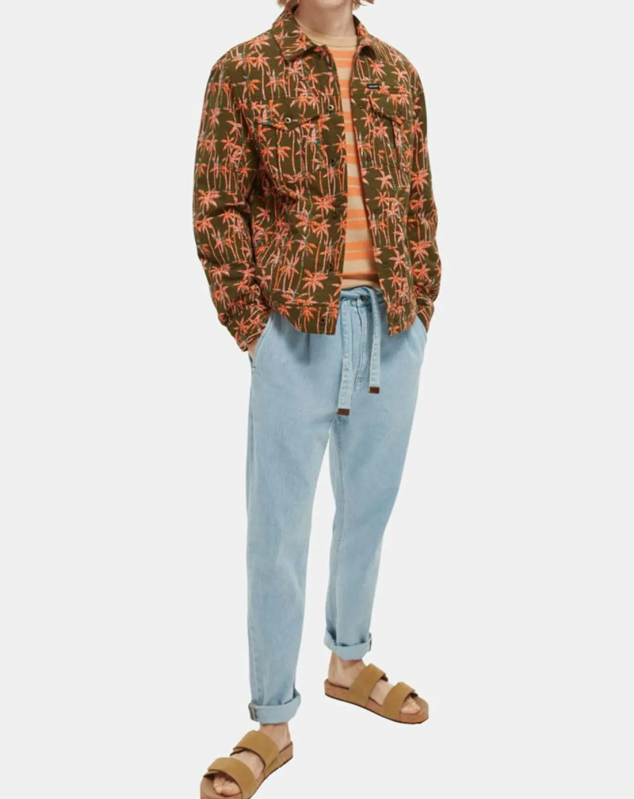 Homme Scotch & Soda Vestes, Blousons^Veste Trucker imprimée kaki/orange