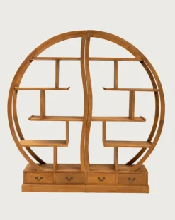 Yin Yang - Bibliothèque en bois massif de teck-Uniqka Sale